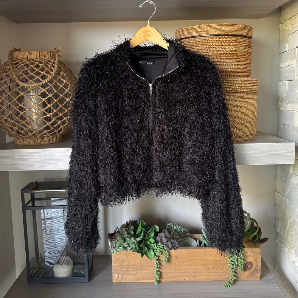 Black, "Fuzzy" Evening Party Jacket